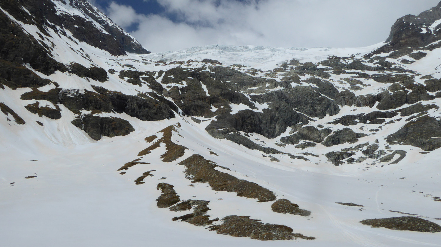 Bas de la descente versant S