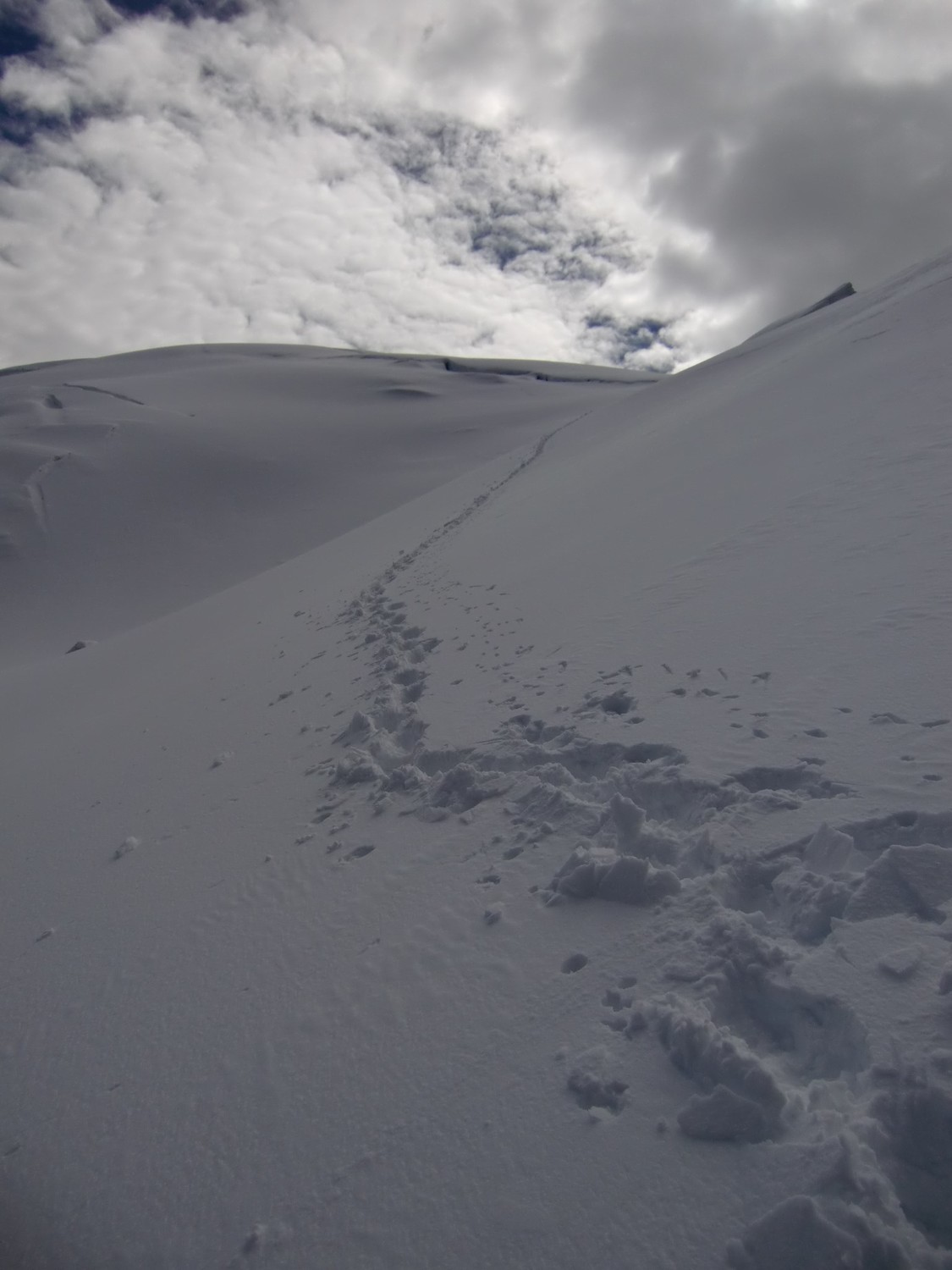 La trace vers la gauche avant le col