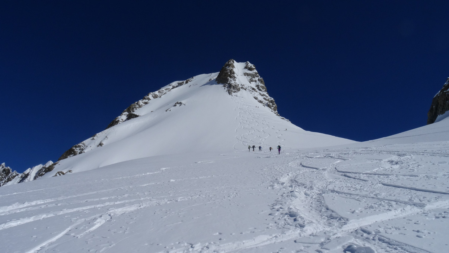 Arrivée au pied du Dolent