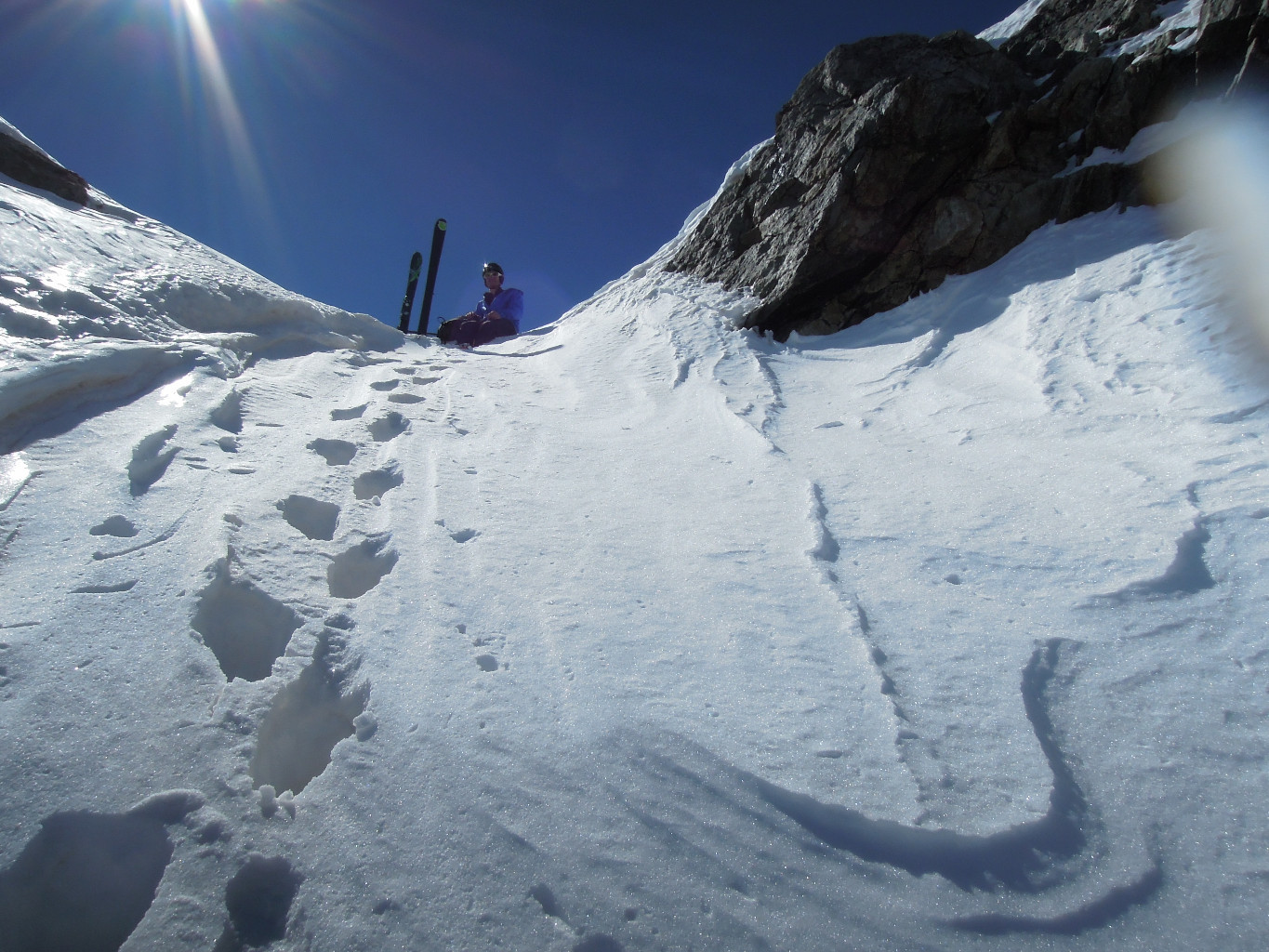 Fabien, en haut du petit couloir sommital