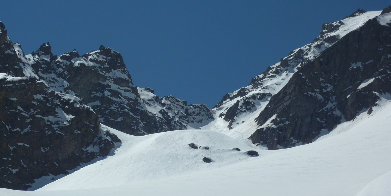Trace de chamois dans le couloir NE du Pic de l'Etendard