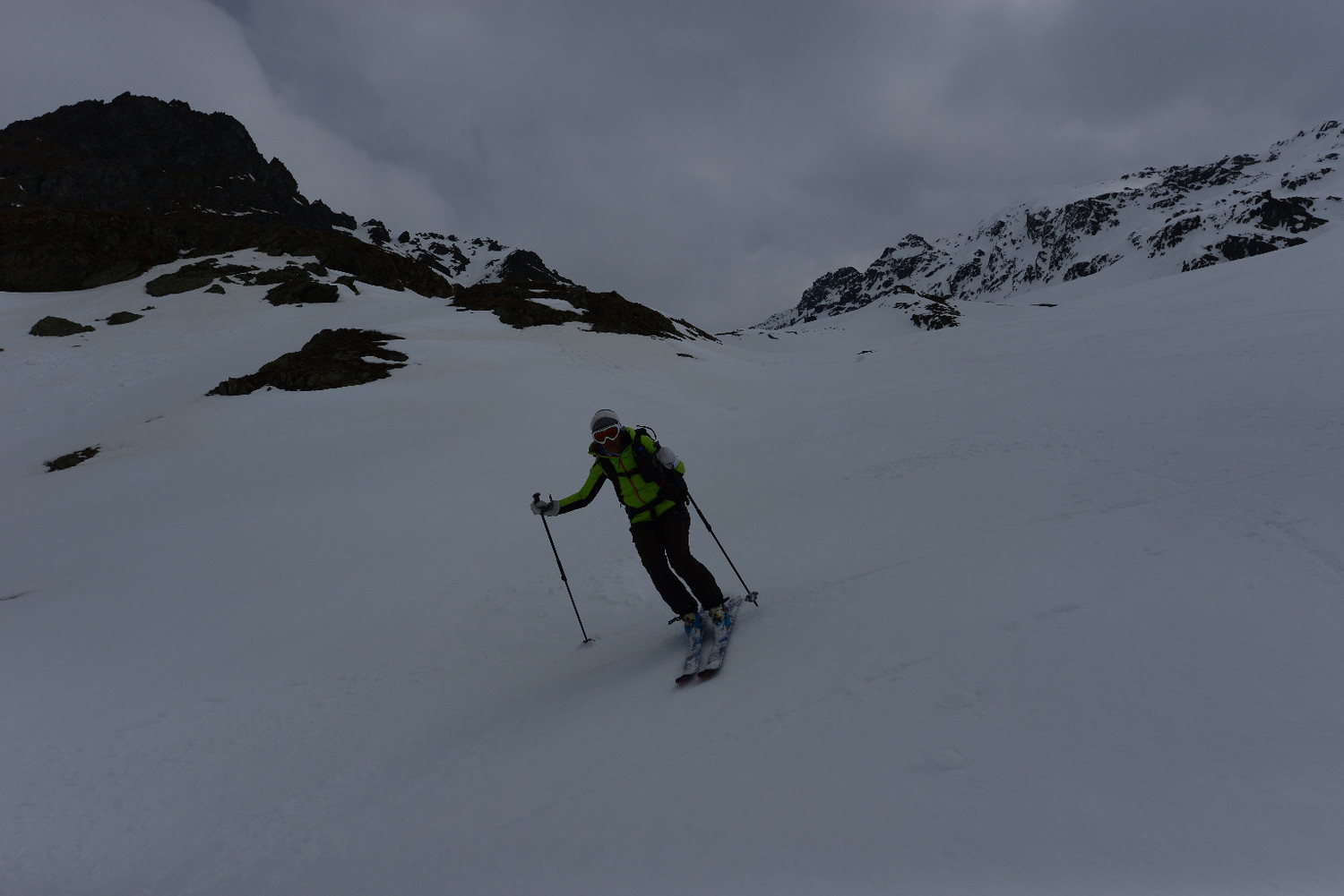 Camilla durante la discesa dal Chüealphorn 3077m