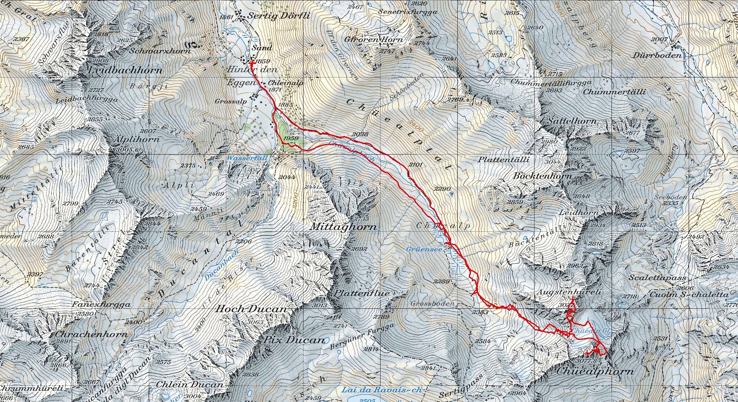 Augstenhüreli 3027m e Chüealphorn 3077m da Sand (Davos) svil 9,5km (GR-CH ) 08-05-2016