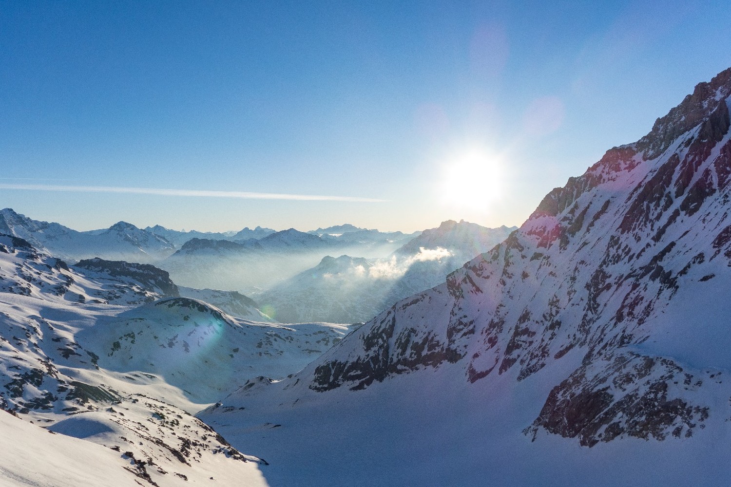 Lever de soleil sur le glacier