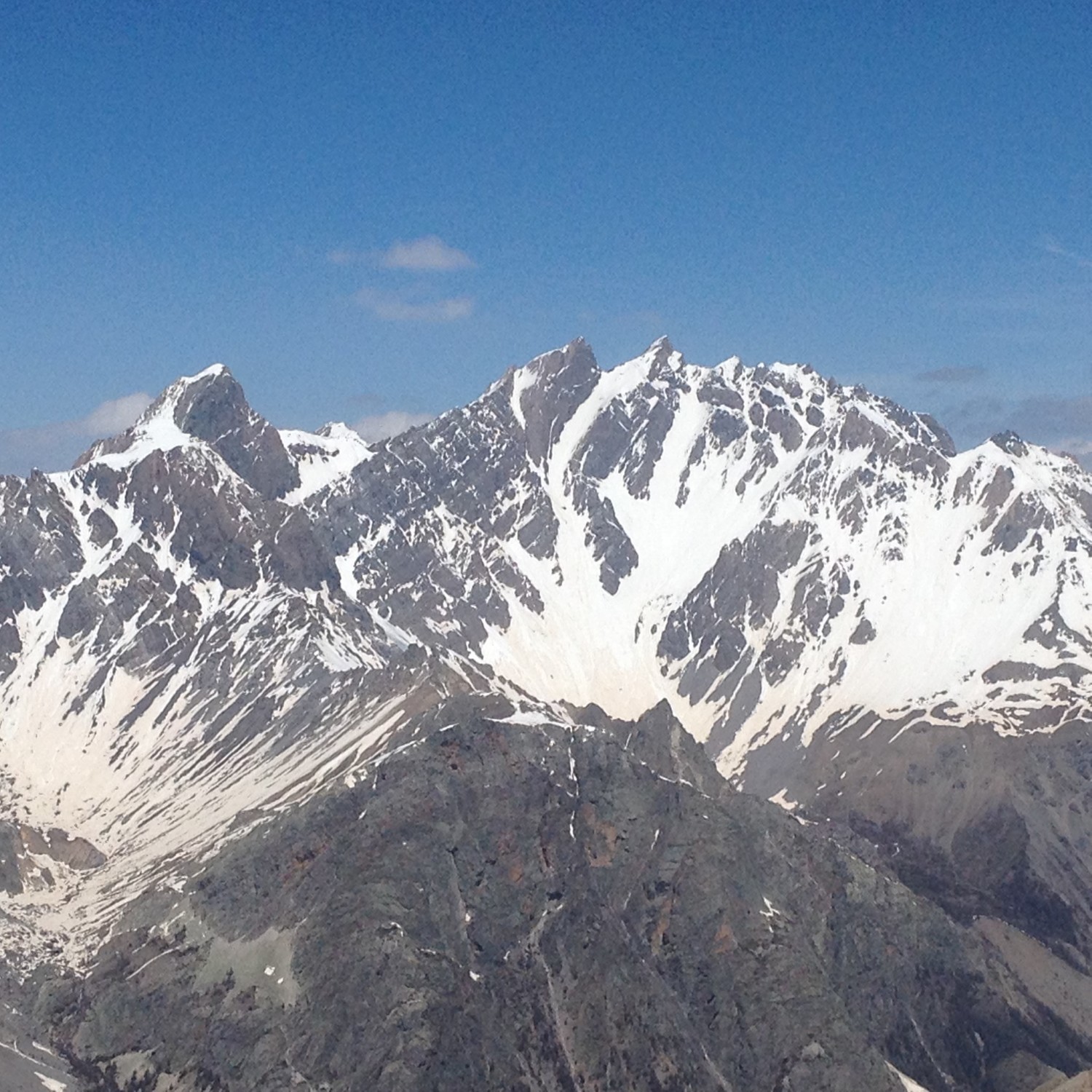 le Pic de Panestrel (3254m), le Pic Sud de la Font Sancte (3371m) et le Pic Nord de la Font Sancte (3385m) et son Couloir de la Banane