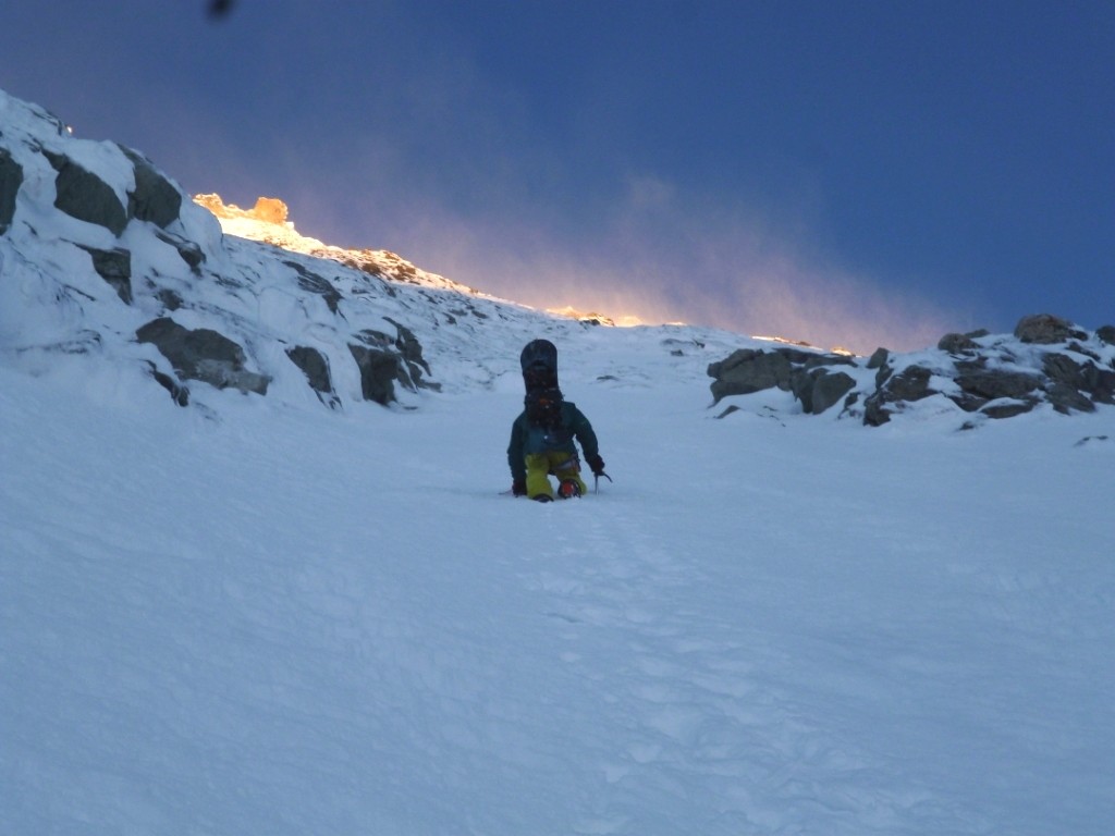 Christophe remontant le couloir inférieur