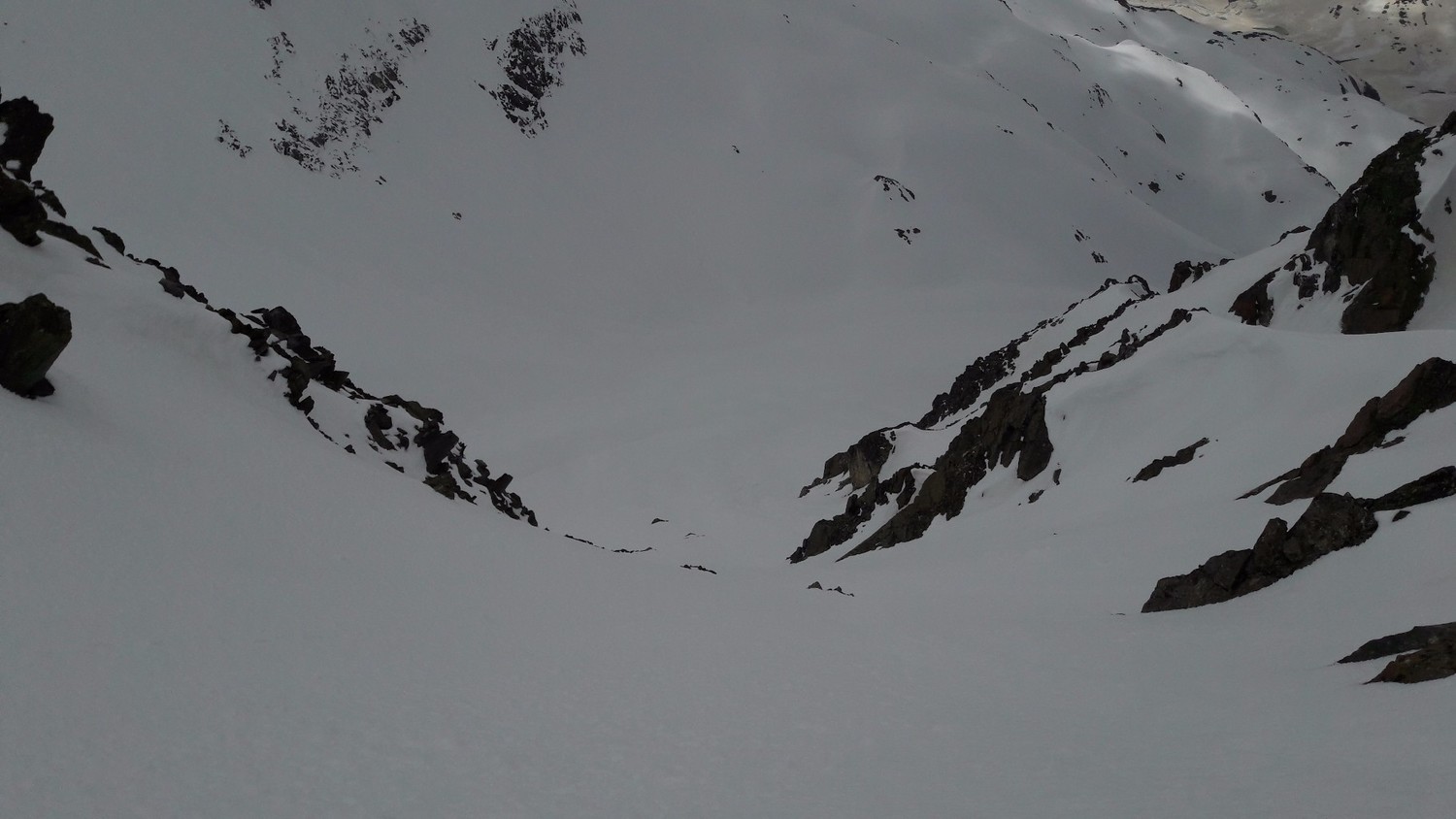 La moitié inférieure du couloir SW de Rocher Blanc (descente numéro 1)