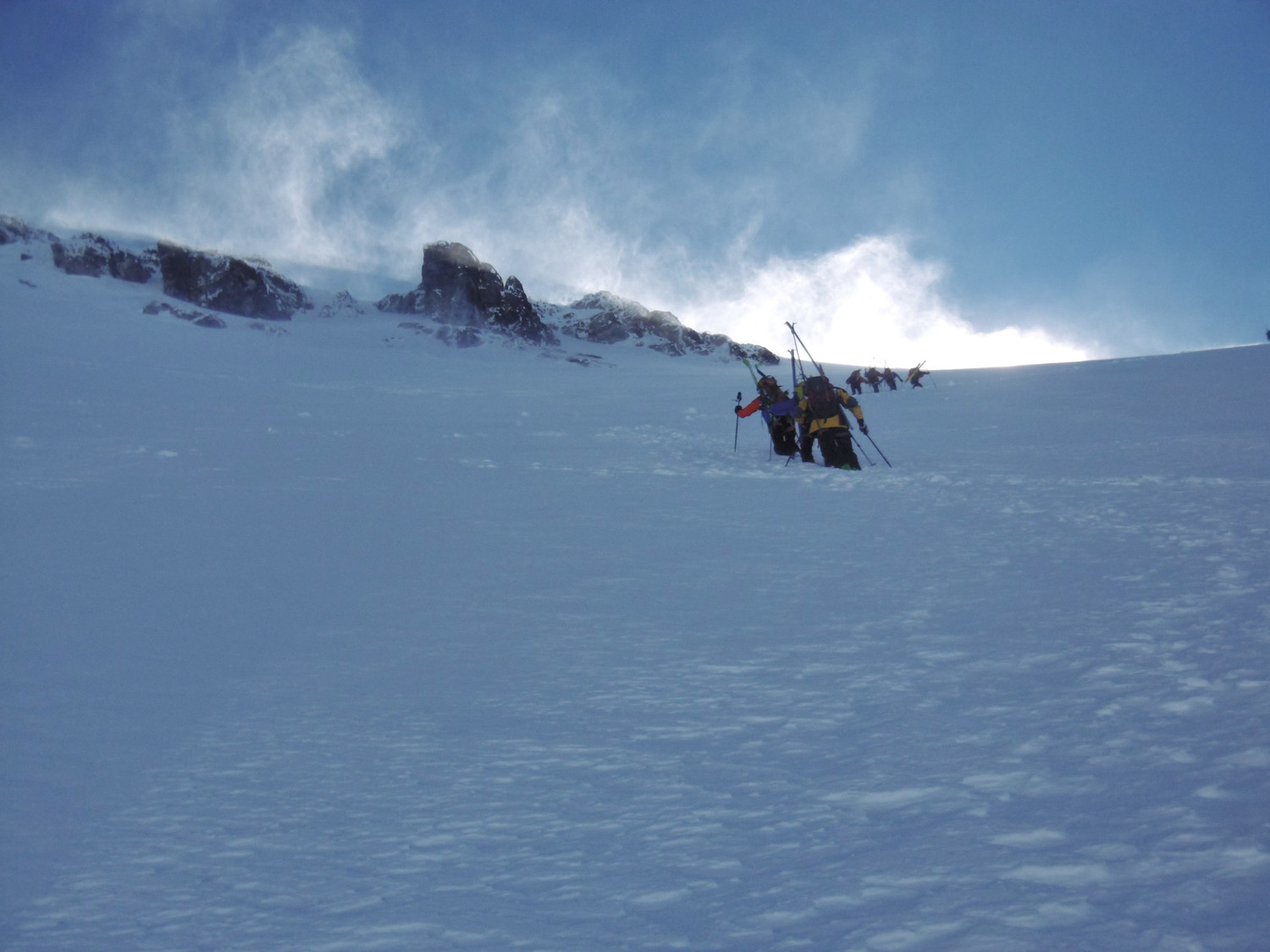 Courte partie à pied tout en haut des Grands Couloirs