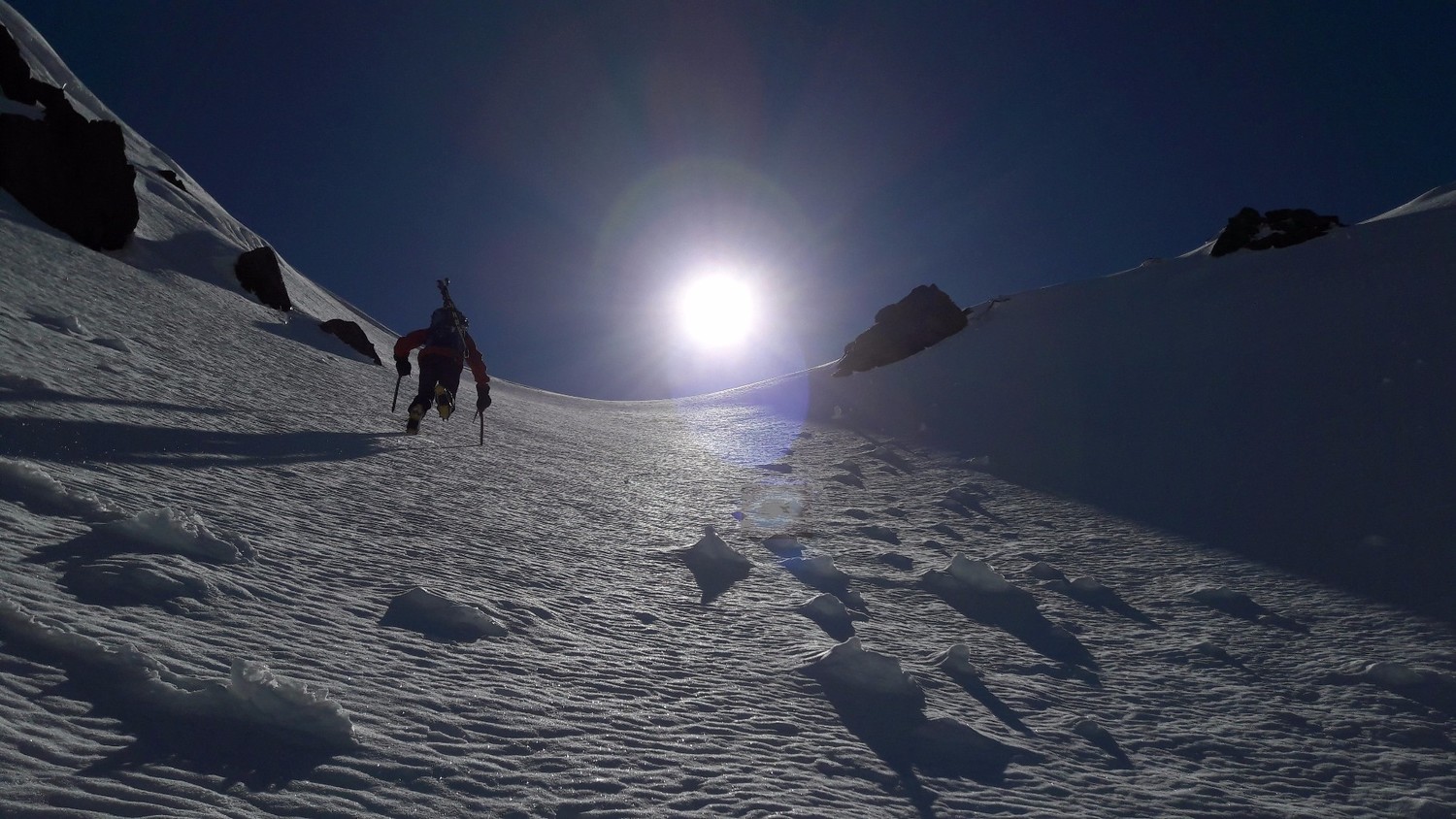 L'extrémité supérieure du couloir SW de Rocher Blanc