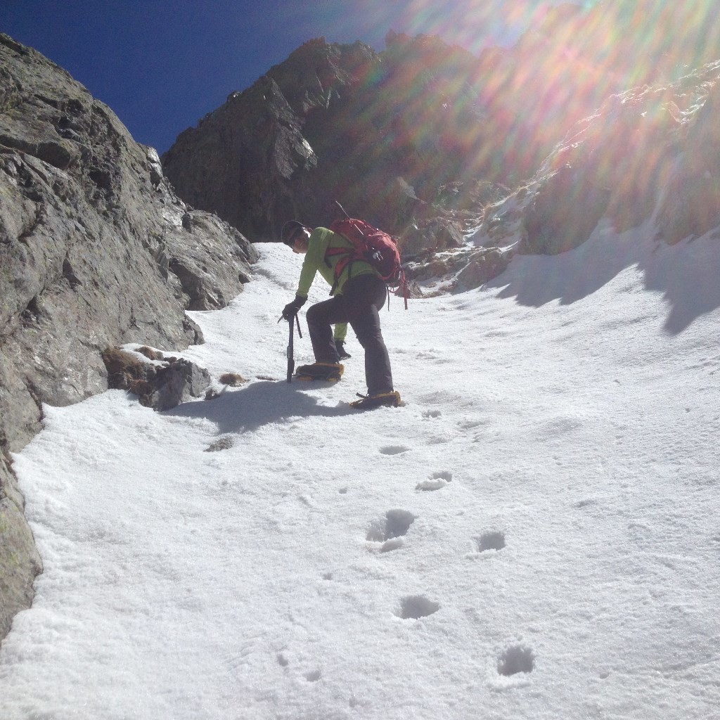 Début du Couloir Nord (pente de 45°)
