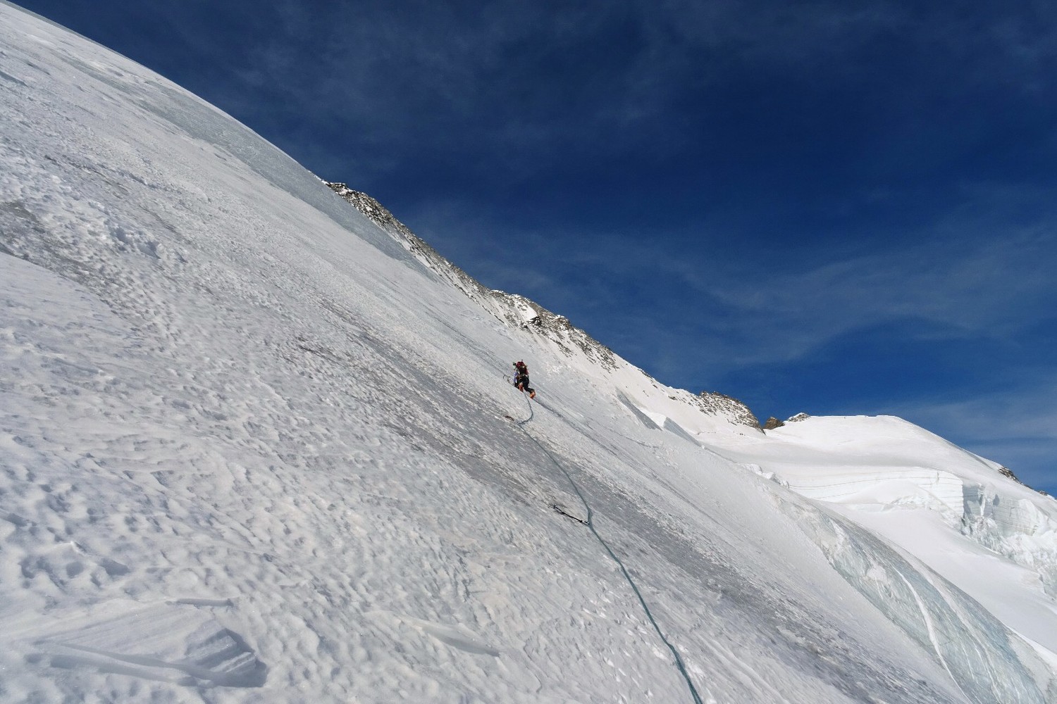 Traversée en glace entre la brèche des Écrins et la Barre