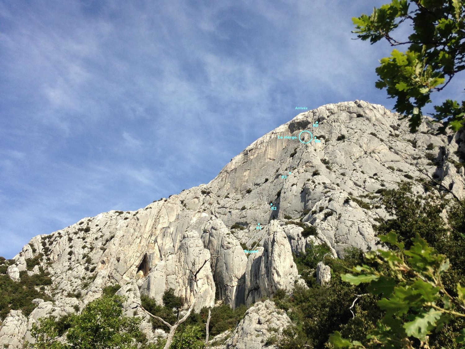 Itinéraire approximatif, visible lors de la marche d'approche