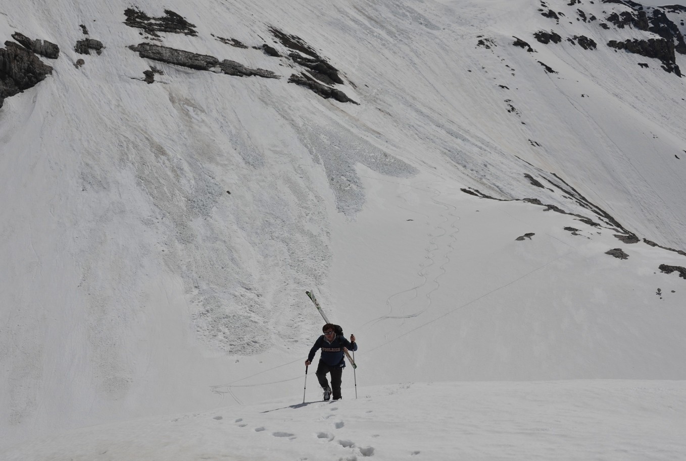 Edouard arrivant à la Tête aux Chamois