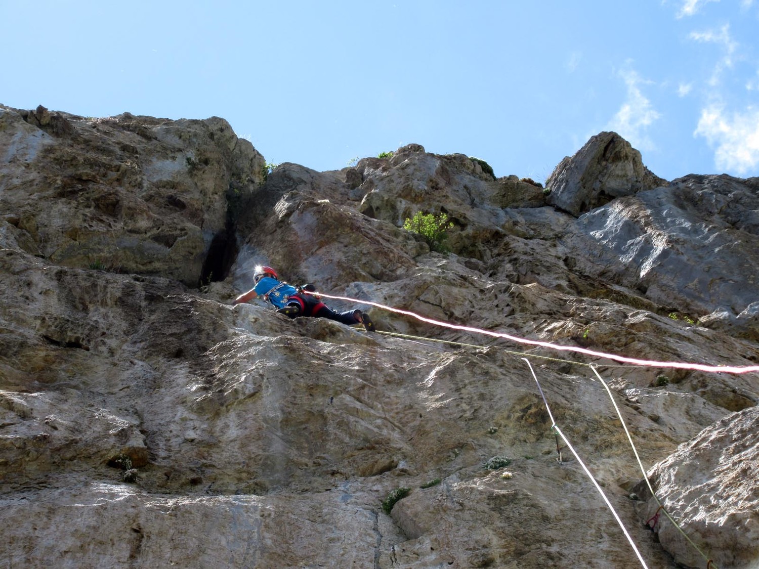 François qui court dans le second crux de L5