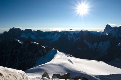 vue depuis l'arête de l'aiguille du midi