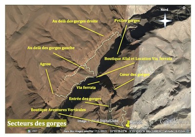 Escalade au Maroc, gorges Todgha vue d'ensemble (topo-8)