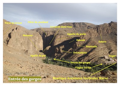 Escalade au Maroc, gorges Todgha Entrée des gorges (topo-9)