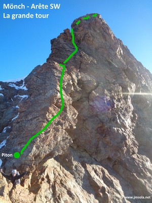 Arête SW au Mönch: la grande tour