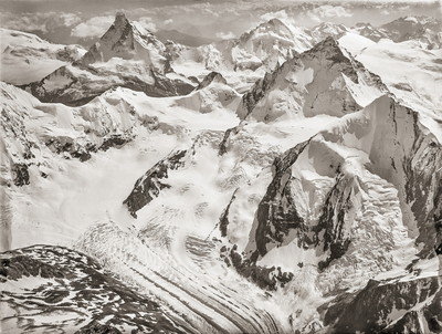 Cervin et Dent Blanche par Edouard Schweitzer (Spelterini) vers 1900 Cervin et Dent Blanche par Edouard Schweitzer (Spelterini) vers 1900