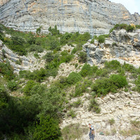 Départ du ravin d'approche de la Paret Bucòlica