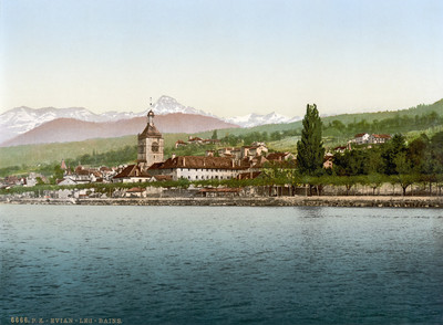 Evian et la Dent d'Oche en 1900 par Photoglob N°0000006666 Evian et la Dent d'Oche en 1900 par Photoglob N°0000006666