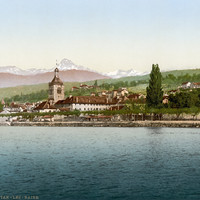 Evian et la Dent d'Oche en 1900 par Photoglob N°0000006666
