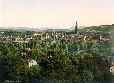 Berne, les Alpes Bernoises et le Gurten en 1900 par Photoglob N°0000006663