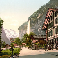 Lauterbrunnen et Grosshorn en 1900 par Photoglob N°0000017054