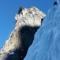vue de la première longueur de rappel depuis Shiva