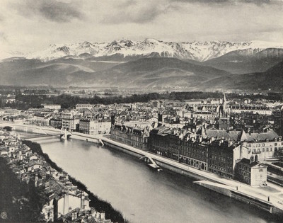 Grenoble et Belledonne vus de la Bastille en 1900 par le TCF