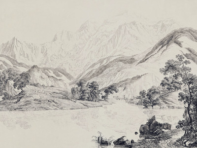 Ancien lac de Chède, vue sur le groupe du Mont Blanc, par J.A. Linck Ancien lac de Chède, vue sur le groupe du Mont Blanc, par J.A. Linck