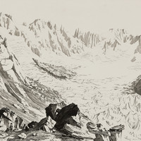 Droites, Courtes, Aiguille de l'Echau et Glacier du Talèfre, vus du Rocher du Couvercle par J.A. Linck