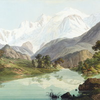 Aiguille du Midi, Mont Blanc du Tacul, Mont Maudit, Mont Blanc, Aiguille de Bionnassay,  par J.A. Linck