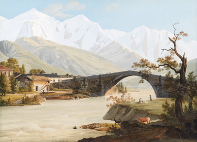 Pont Saint-Martin, Mont Blanc, Aiguille de Bionnasay, Dômes de Miage, par J.A. Linck Pont Saint-Martin, Mont Blanc, Aiguille de Bionnasay, Dômes de Miage, par J.A. Linck