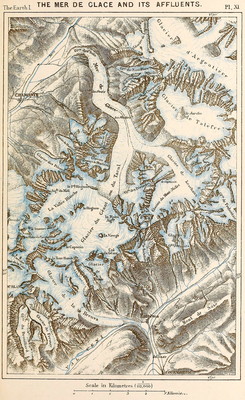 Carte de la Mer de Glace publiée en 1875 dans la Géographie Universelle d'Elysée Reclus Carte de la Mer de Glace publiée en 1875 dans la Géographie Universelle d'Elysée Reclus