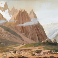 Mont Blanc SW et ses Aiguilles vus du haut Val Veny, par J.A. Linck