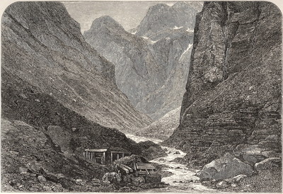 Gorge de Djilki-su en 1875, par Ed. Whymper Gorge de Djilki-su en 1875, par Ed. Whymper