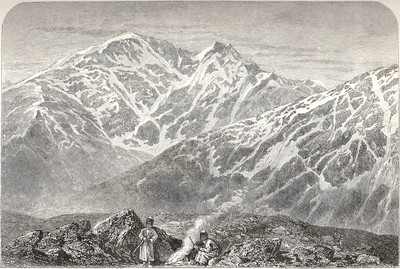 Dongusorum vu de l'Elbrus par Edward Whymper Dongusorum vu de l'Elbrus par Edward Whymper