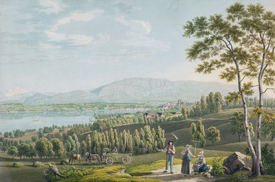 Mont Blanc, Salève, Genève et Léman par Johann Jakob Biedermann Mont Blanc, Salève, Genève et Léman par Johann Jakob Biedermann