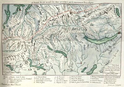 Carte des Alpes par M.T. Bourrit en 1781 Carte des Alpes par M.T. Bourrit en 1781
