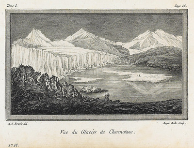 Mont Gelé, Mont Avril, Tour de Bouchine, Combin, Glacier de Chermotane (Otemma) , en 1781 par M.T. Bourrit Mont Gelé, Mont Avril, Tour de Bouchine, Combin, Glacier de Chermotane (Otemma) , en 1781 par M.T. Bourrit
