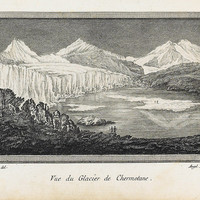Mont Gelé, Mont Avril, Tour de Bouchine, Combin, Glacier de Chermotane (Otemma) , en 1781 par M.T. Bourrit