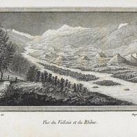Vallée du Rhône au dessus de  Sierre, en 1781 par M.T. Bourrit