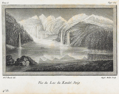 Blüemlisalp et Lac d'Oeschinen, en 1781 par M.T. Bourrit Blüemlisalp et Lac d'Oeschinen, en 1781 par M.T. Bourrit