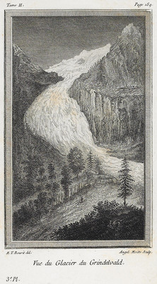 Glacier inf. de Grindelwald, Fiescherhorn, en 1781 par M.T. Bourrit Glacier inf. de Grindelwald, Fiescherhorn, en 1781 par M.T. Bourrit