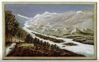 Vallée du Rhône au dessus de Sierre, en 1781 par M.T. Bourrit Vallée du Rhône au dessus de Sierre, en 1781 par M.T. Bourrit