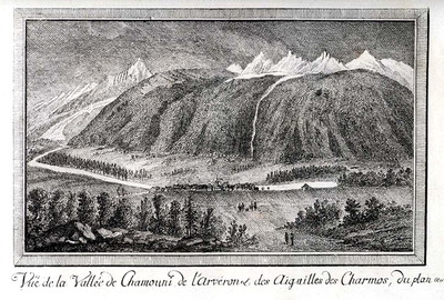 Mer de Glace, Aiguilles de Chamonix, en 1773 par M.T. Bourrit Mer de Glace, Aiguilles de Chamonix, en 1773 par M.T. Bourrit