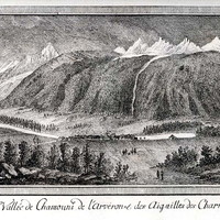 Mer de Glace, Aiguilles de Chamonix, en 1773 par M.T. Bourrit