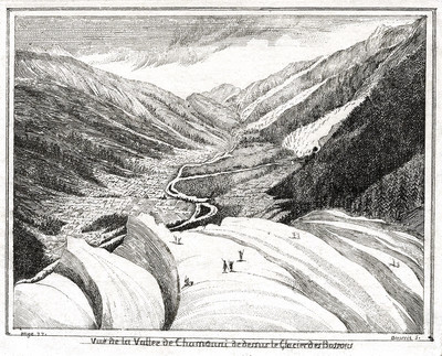 Vallée de Chamonix vue du Glacier des Bossons, par M.T. Bourrit Vallée de Chamonix vue du Glacier des Bossons, par M.T. Bourrit