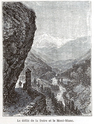 Mont Blanc vu de la route d'Aoste à Courmayeur, en 1865 (GRV)